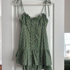 Green Floral Ruffle Dress- Princess polly